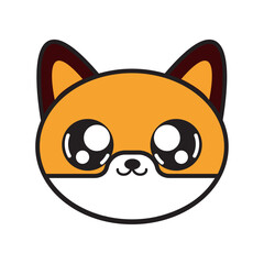 Happy fox face cartoon. Vector
