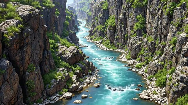 Scenic Mountain River Gorge