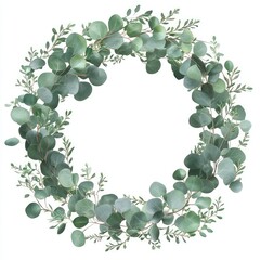Circle wreath of eucalyptus and greenery