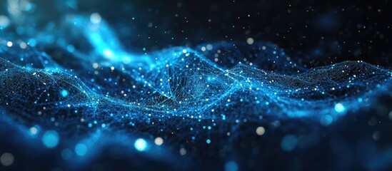 Abstract digital wave of glowing particles