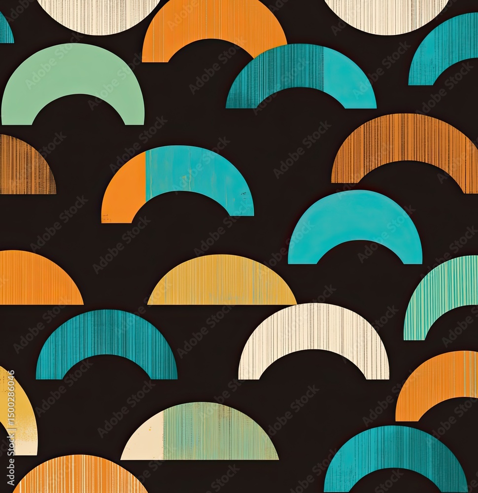Aufkleber abstract art with colorful semicircle pattern on dark background