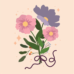 Naklejka premium Romantic flower bouquet bound. Vector