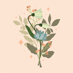 Romantic flower bouquet bound. Vector