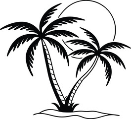 Obraz premium Palm Trees Silhouette on a Tropical Beach