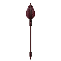 Bold Arrow with a Robust Form in Rich Burgundy Color Isolated on Transparent Background