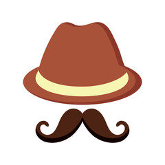 Brown hat and mustache. Vector