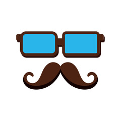 Colored glasses and mustache. Vector