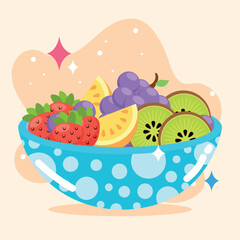 Colorful fruit bowl delight. Vector