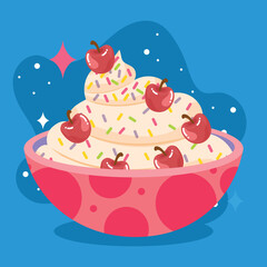 Cherry topped creamy swirl. Vector