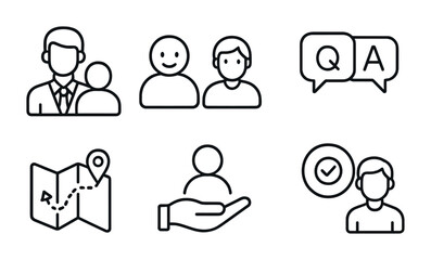Business outline icons set – professional, linear, corporate and communication symbols