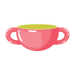 Red bowl with yellow interior. Vector