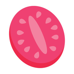 Red tomato slice top view. Vector