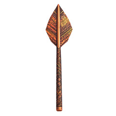 Abstract Arrow with Interlaced Patterns in Warm Copper Isolated on Transparent Background