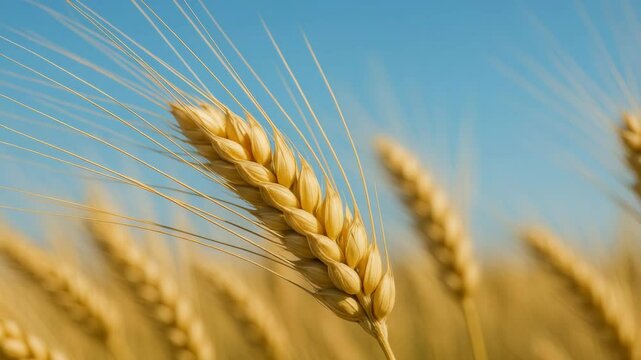 Paysage de bl&eacute; en gros plan, l&eacute;g&egrave;rement agit&eacute; par le vent &ndash; agriculture en France vid&eacute;o