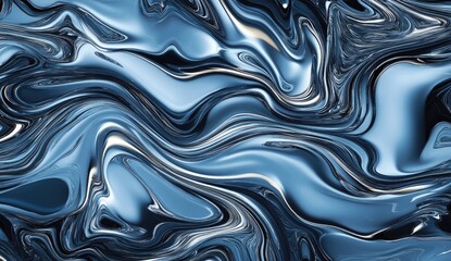 Abstract liquid swirl design in shades of blue and black