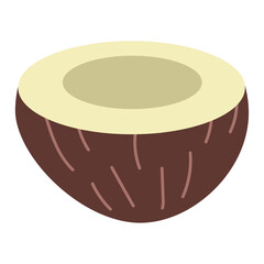 Half coconut with inner pulp. Vector