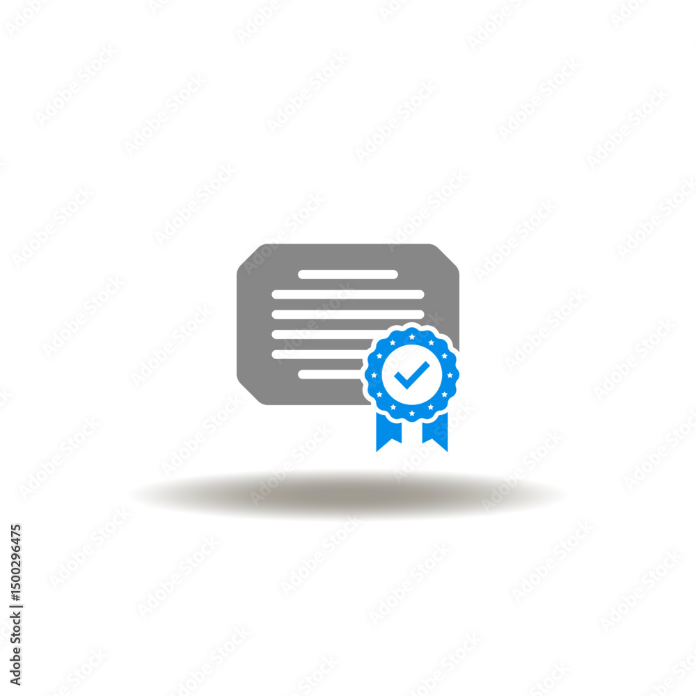 Aufkleber vector illustration of certificate sheet paper list and seal (stamp) with check mark. symbol of meri