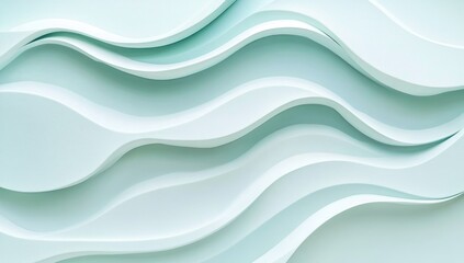 Light mint-green, wavy, 3D abstract background