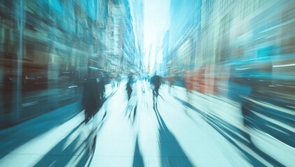 Blurred city street scene, rush hour