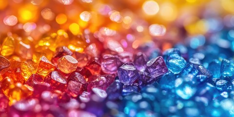 Vibrant, multicolored, small, crystal-like stones
