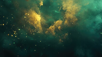 Fototapeta premium Abstract swirling nebula of teal and gold