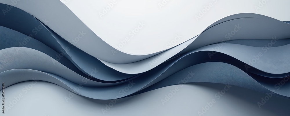 Poster abstract banner composed of fluid lines curves in shades of blue and gray. modern design elements, g