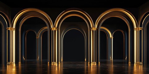 Grand arched hall with golden accents