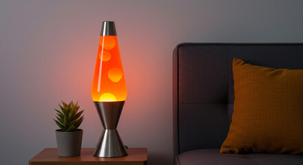 Retro Glow Lava Lamp Lighting Home Decor Warm Ambiance Interior Design Living Room Nostalgia Table
