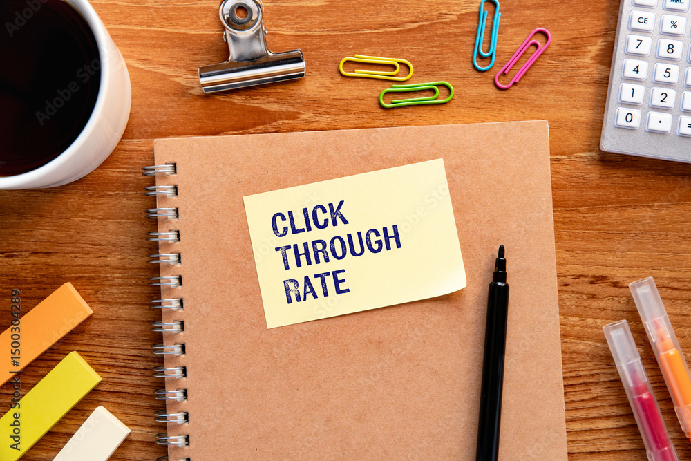 Poster there is sticky note with the word click through rate. it is as an eye-catching image.