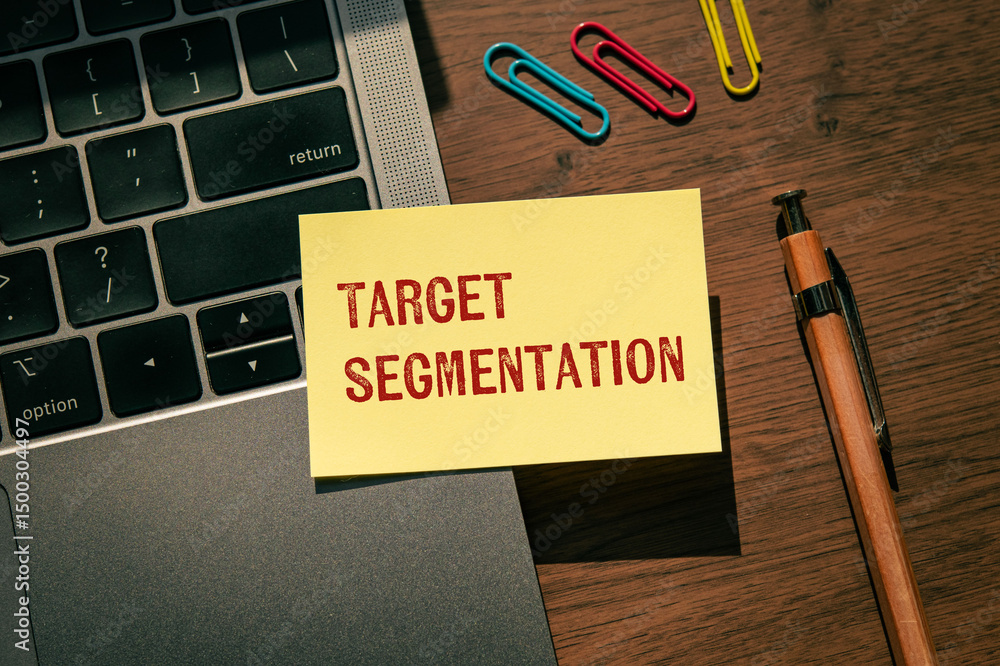 Poster there is sticky note with the word target segmentation. it is as an eye-catching image.