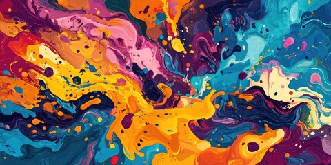 Vibrant abstract painting with swirling colors