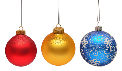 Collection of christmas toy balls isolated on white background