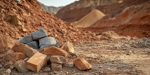 Pile of rocks and debris in a quarry or construction site