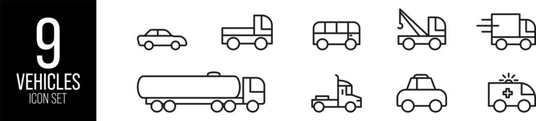 Vehicle and Transport Icons – Minimalist Design Collection