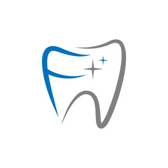 initial letter F unique dentist logo teeth