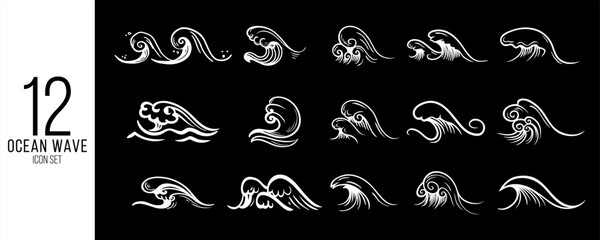 Sea Wave Icons – Smooth and Flowing Design Elements