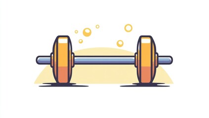 Cartoon dumbbell, light orange and yellow, simple style, bubbles, light beige background