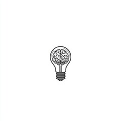 Simple illustration of a lightbulb containing a brain