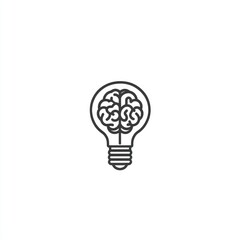 Simple line art of a lightbulb containing a brain
