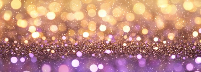 Abstract blurred bokeh background in gold and purple tones