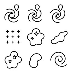 Obraz premium Spiral Arm Icon Set. Outline icon set of spiral arm elements: Orion Arm marker, Perseus Arm marker, Carina-Sagittarius Arm marker,