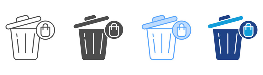 Plastic Waste Icon Set Multiple Style Collection