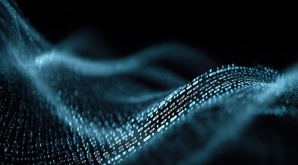 Abstract Binary Code Wave in Teal and Black
