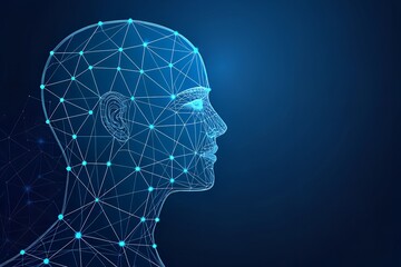 Obraz premium Abstract digital human head profile network connection