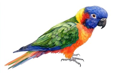 Naklejka premium Cute Colorful Parrot Watercolor Illustration. AI generated illustration.