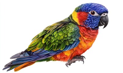 Fototapeta premium Cute Colorful Parrot Watercolor Illustration. AI generated illustration.