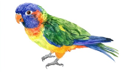 Obraz premium Cute Colorful Parrot Watercolor Illustration. AI generated illustration.