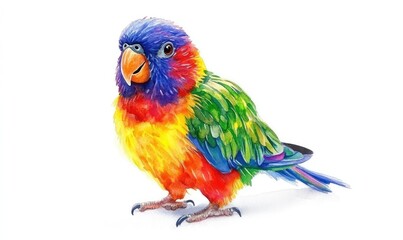 Obraz premium Cute Colorful Parrot Watercolor Illustration. AI generated illustration.