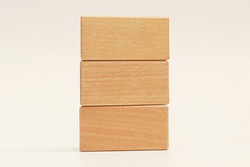 Stack of empty wooden blocks for written text on white background