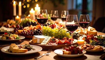 Romantic Dinner with Wine, and Cheese Board.
